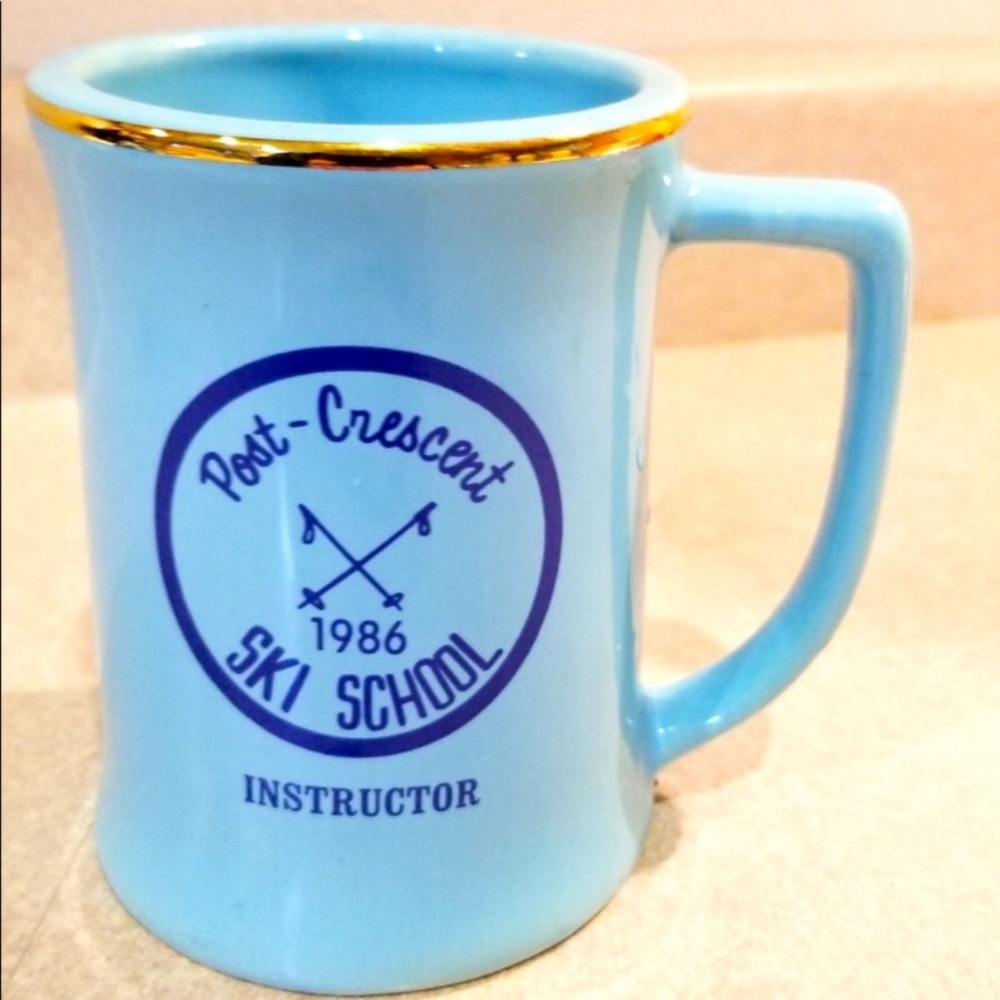5/$10 Post Crescent Blue & Gold Ski School Vintage Mug